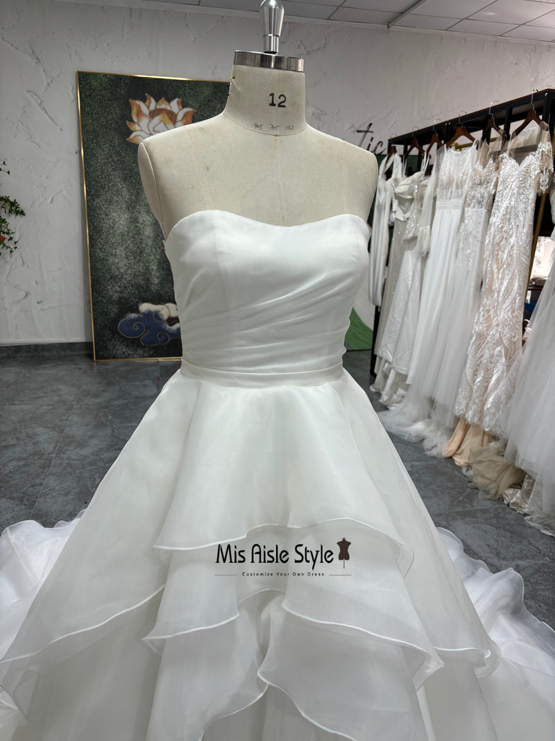 Tiered Skirt Ivory Wedding Dress