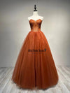 Brown Ball Gown Prom Dress With Detachable Sleeve