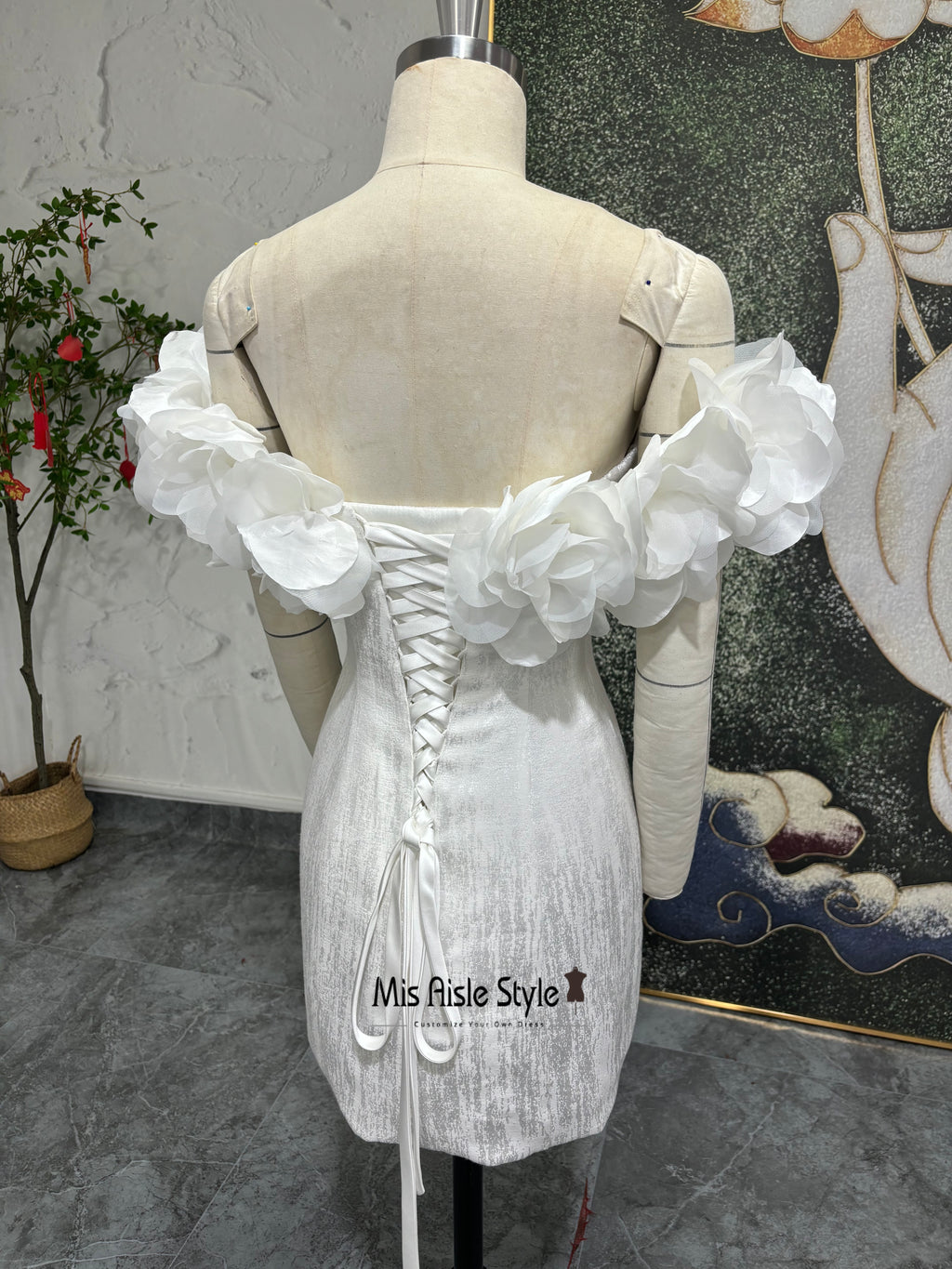 Off Shoulder Short Wedding Dress