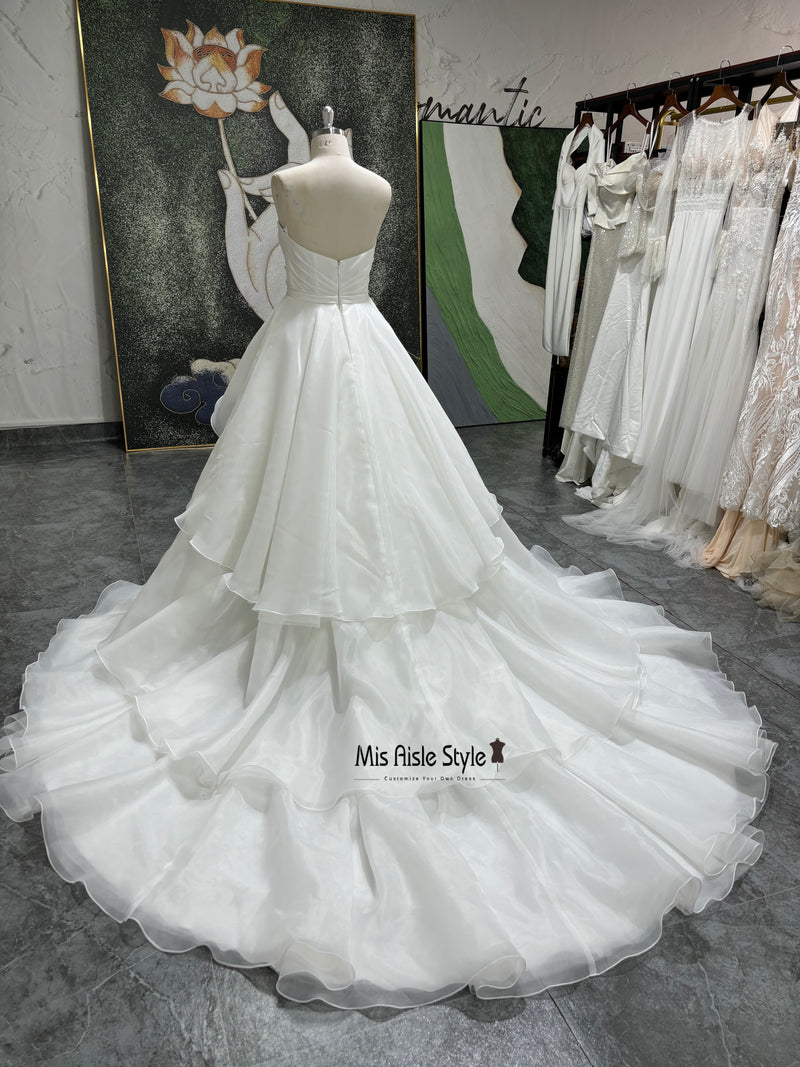 Tiered Skirt Wedding Dress With Train