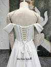 Off the Shoulder corset back Wedding Dress