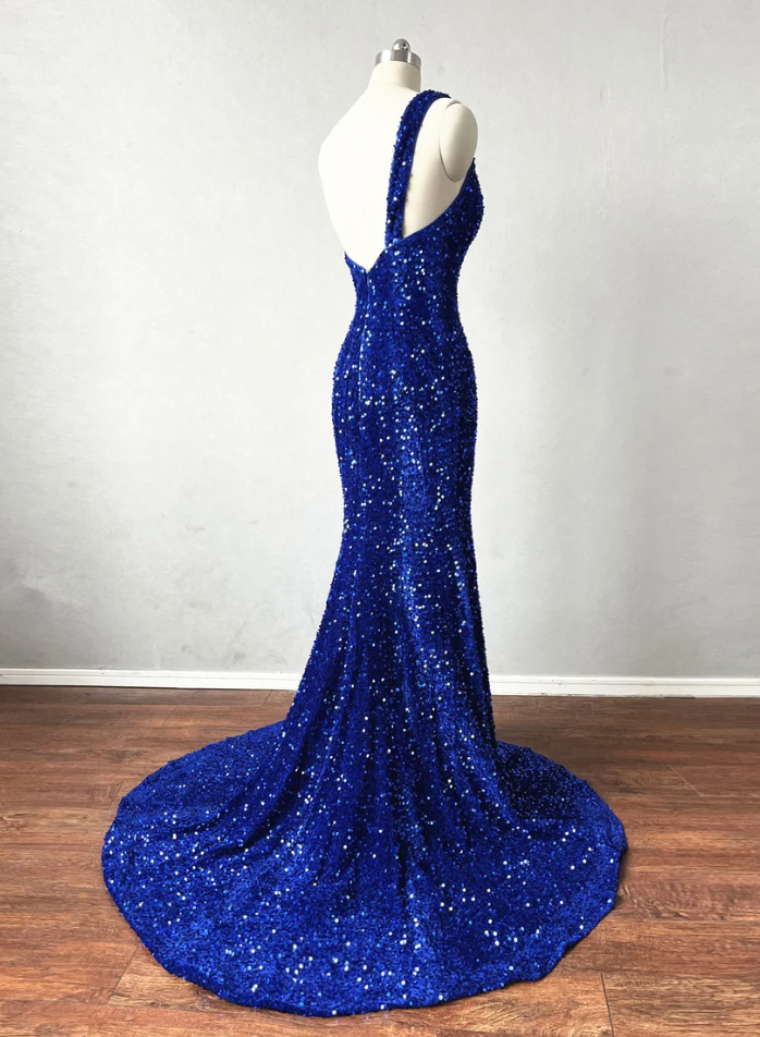 Mermaid One Shoulder Blue  Prom Dress