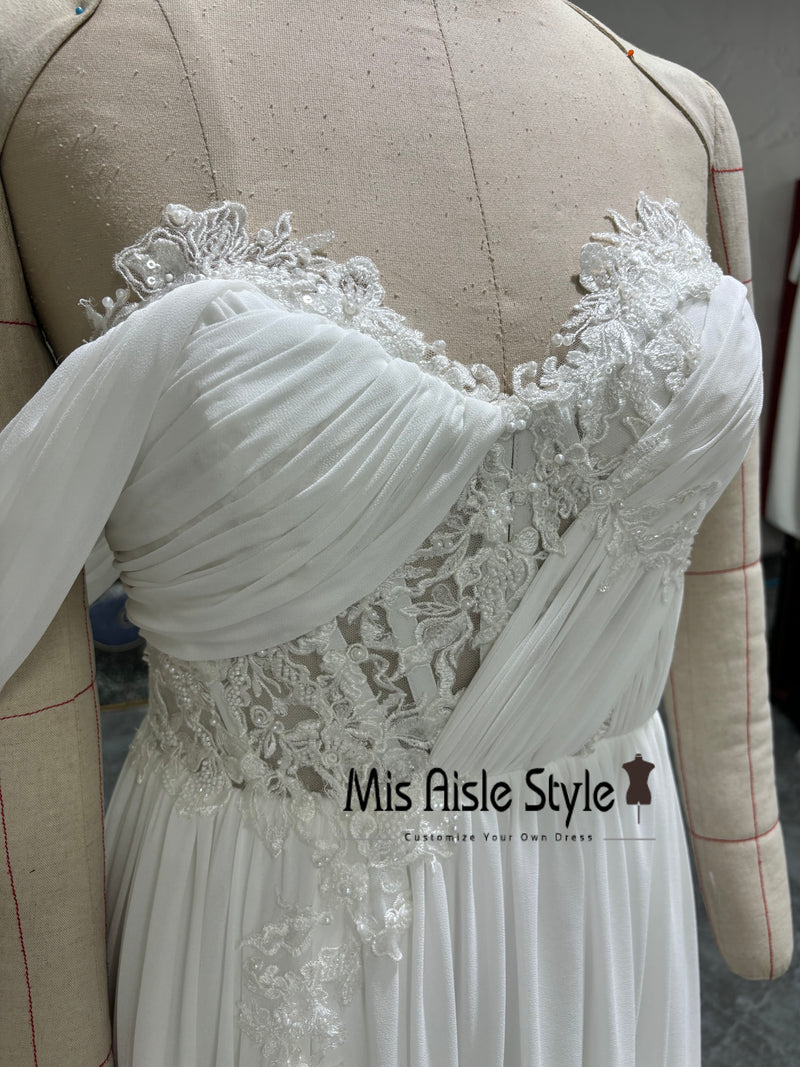 One Shoulder Lace Wedding Dress