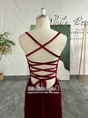 Fit and Flare Vintage Deep Red Velvet Prom Dress