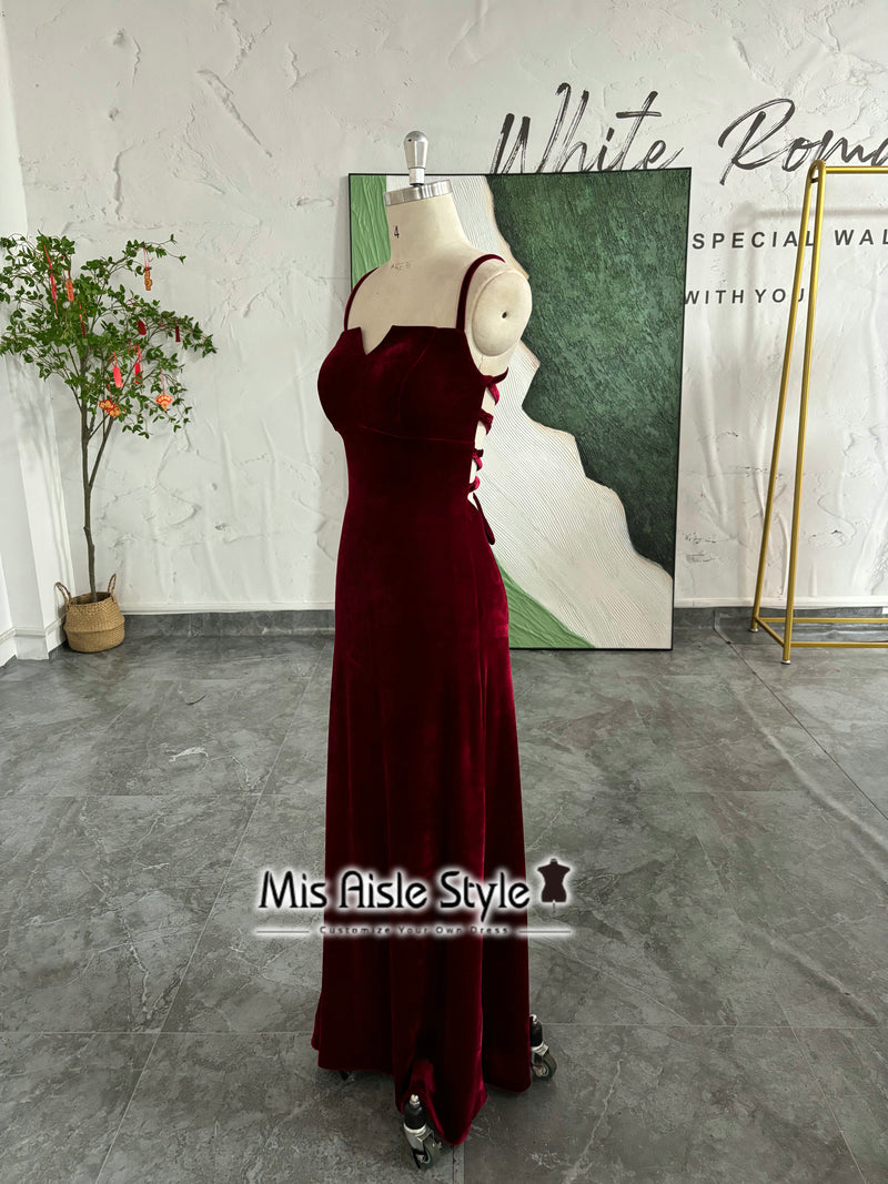 Fit and Flare Vintage Deep Red Velvet Prom Dress