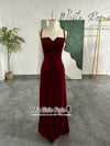 Fit and Flare Vintage Deep Red Velvet Prom Dress