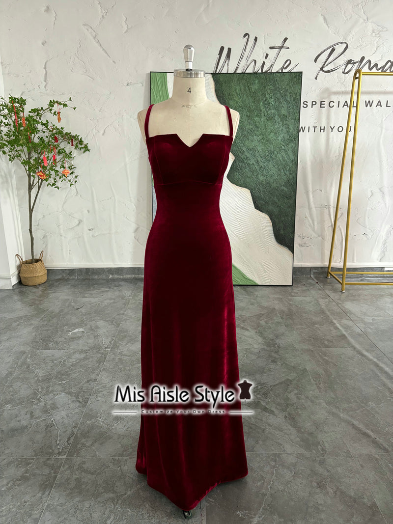 Fit and Flare Vintage Deep Red Velvet Prom Dress