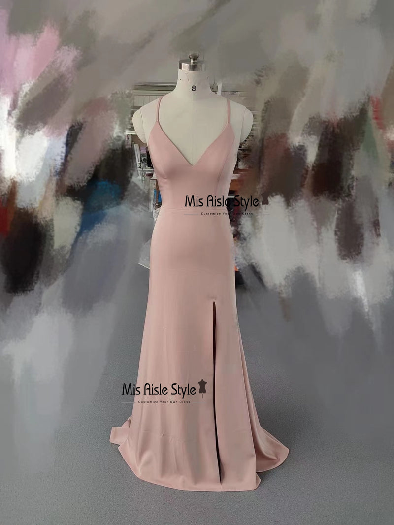 Pink Slit Prom Dress
