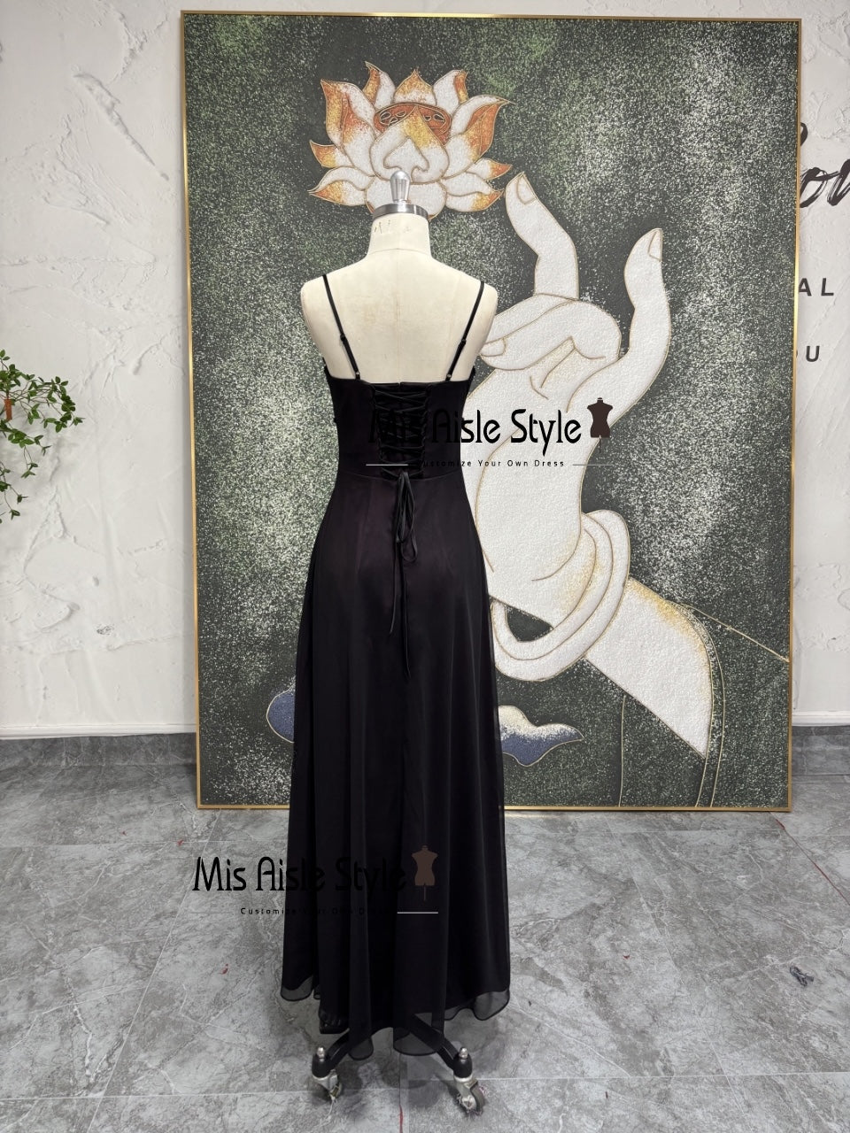 Spaghetti Straps Purple Evening Dress