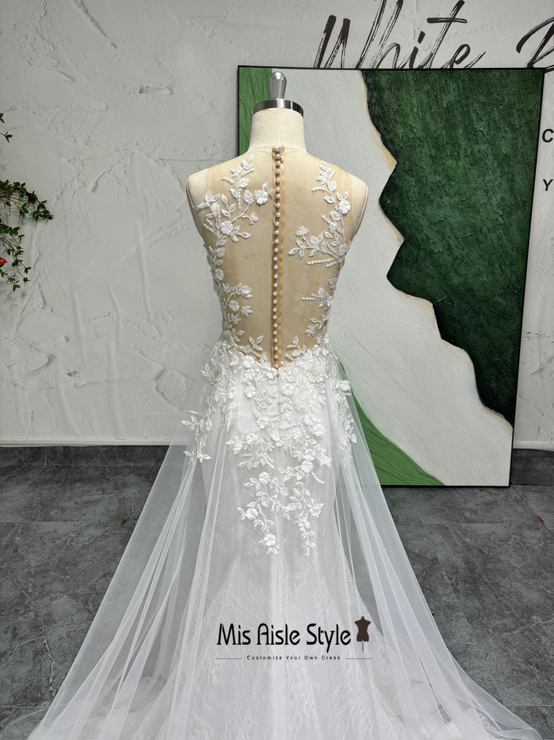 Illusion Back Summer Wedding Dress