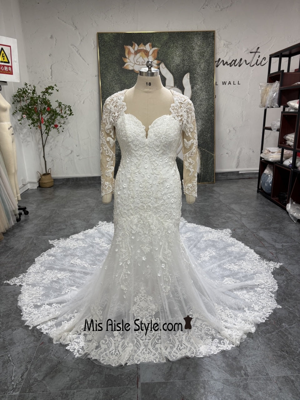 Illusion Long Sleeve Lace Wedding Dress misaislestyle Illusion Long Sleeve Lace Wedding Dress misaislestyle