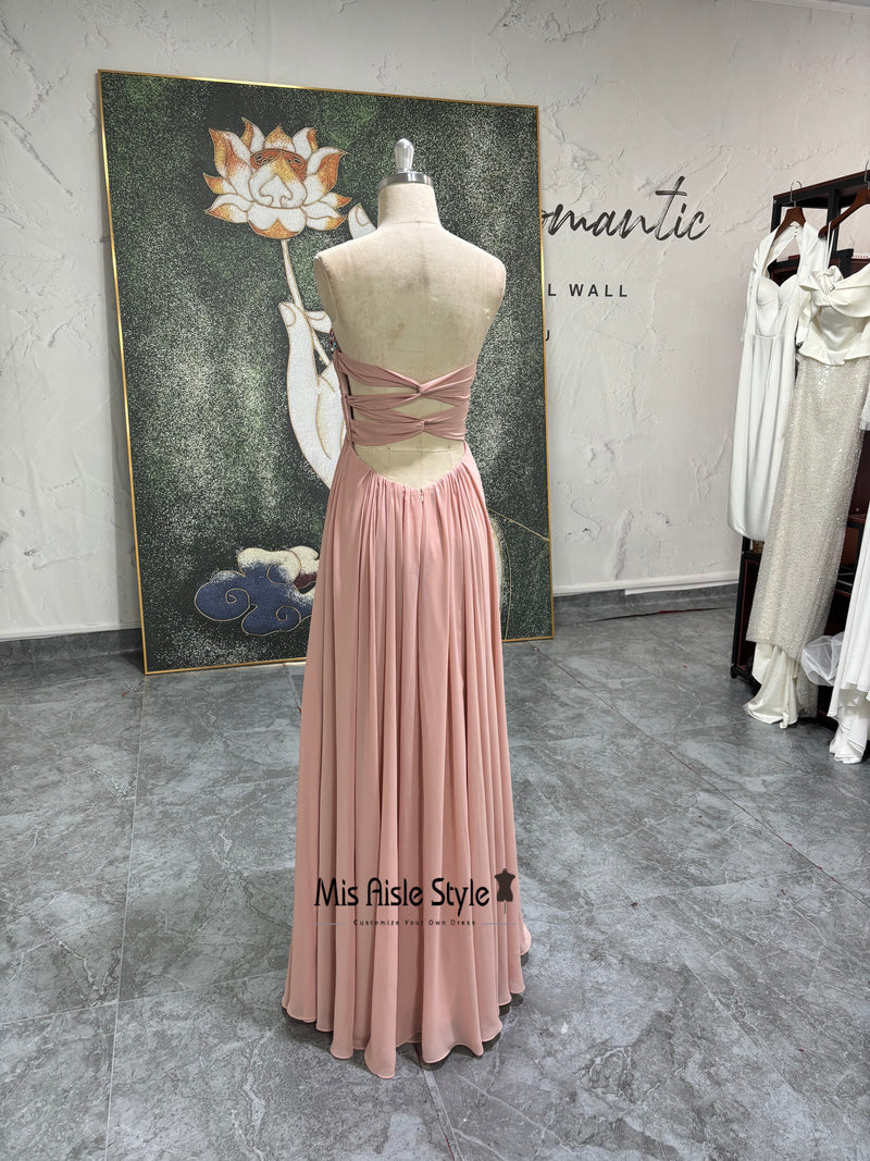 Lace-up Long Bridesmaid Dress
