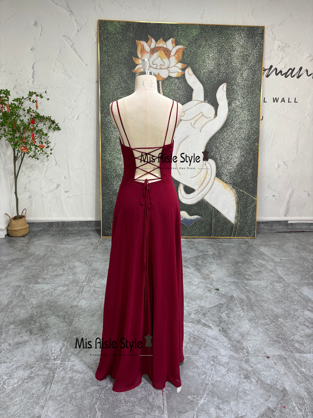 Dark Red Bridesmai Dress 