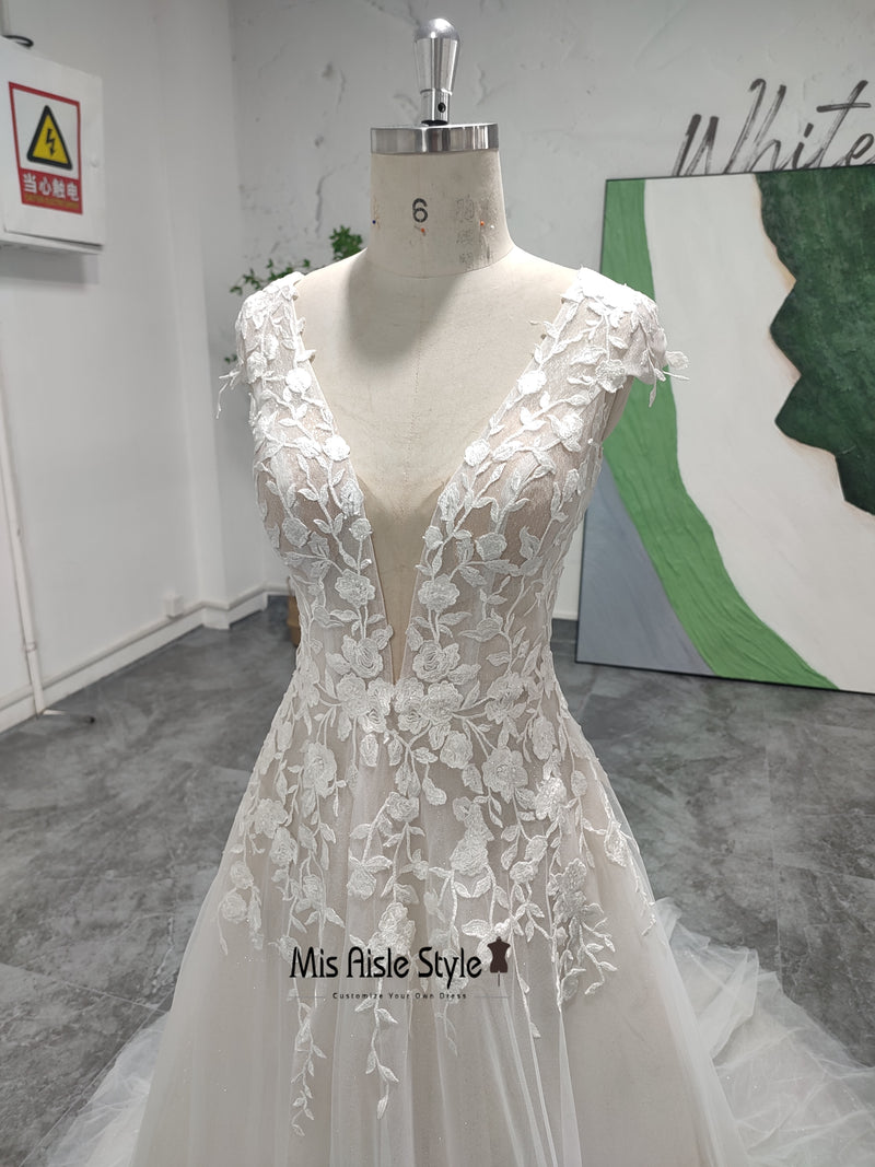 V Neck Wedding Dress