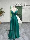 Spaghetti Straps Green Prom Dress