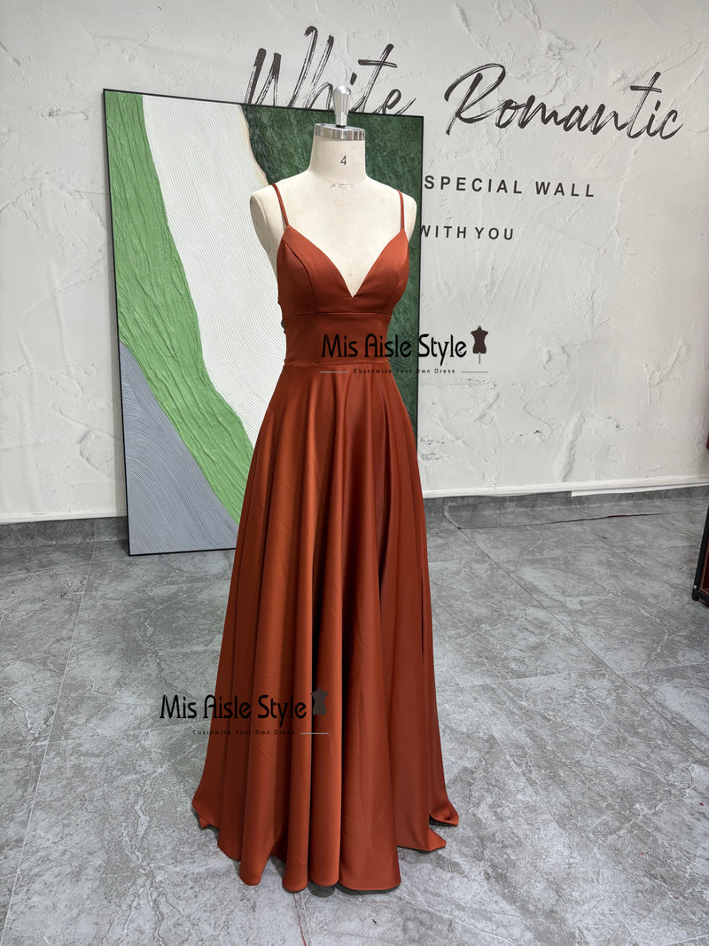 Slit Brown Prom Dress