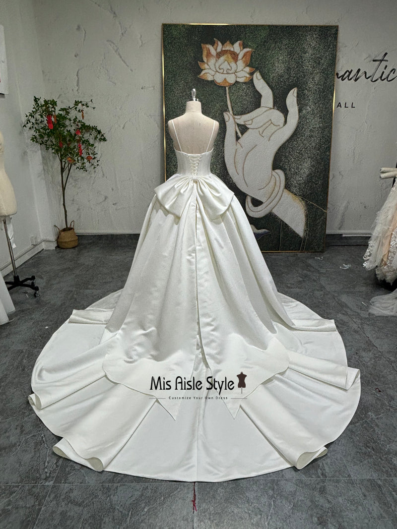 Satin Wedding Dress With Bow