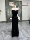 Spaghetti Straps Dot Black Prom Dress