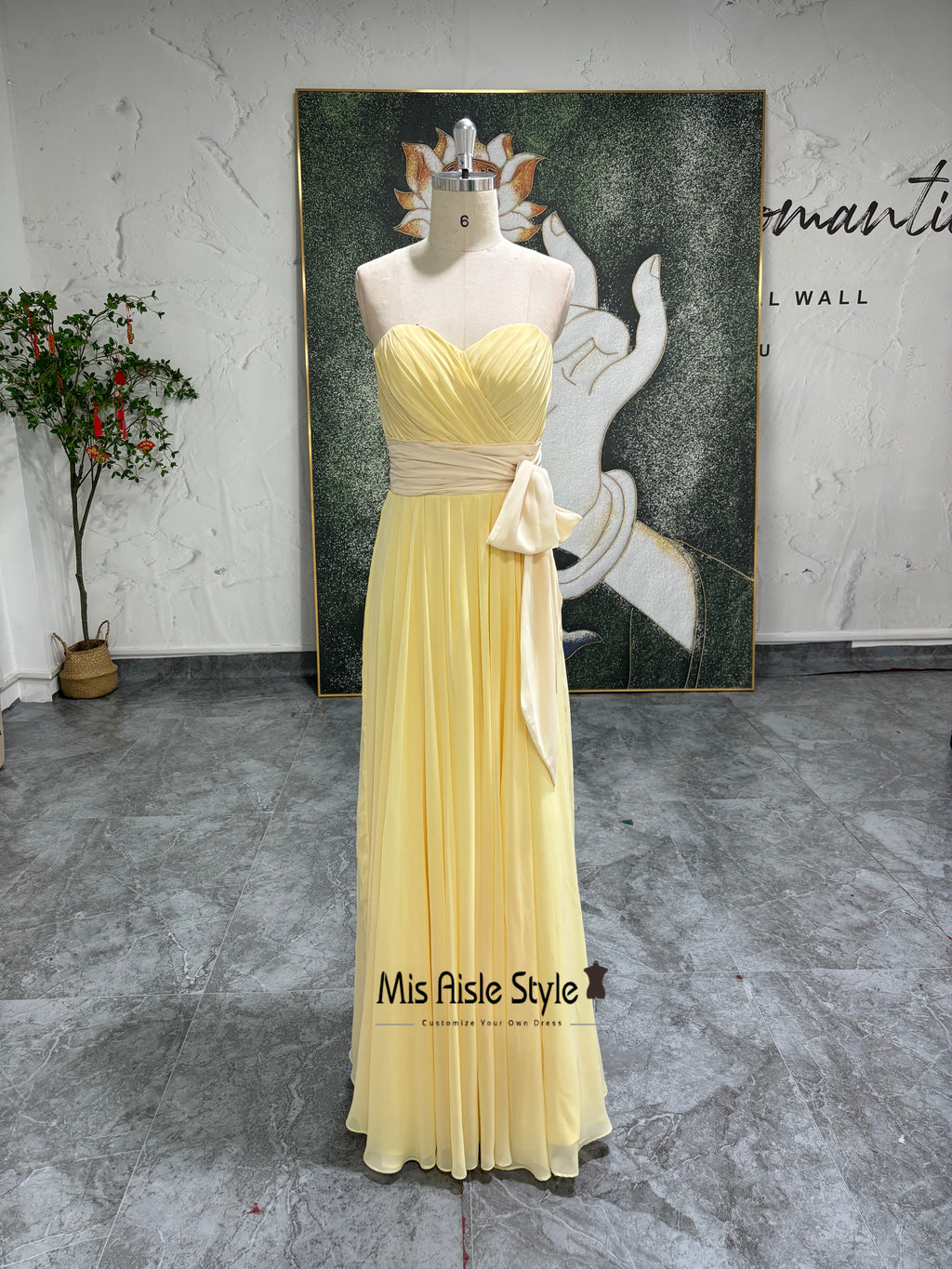 Yellow Bridesmaid Dress With Detachable Band