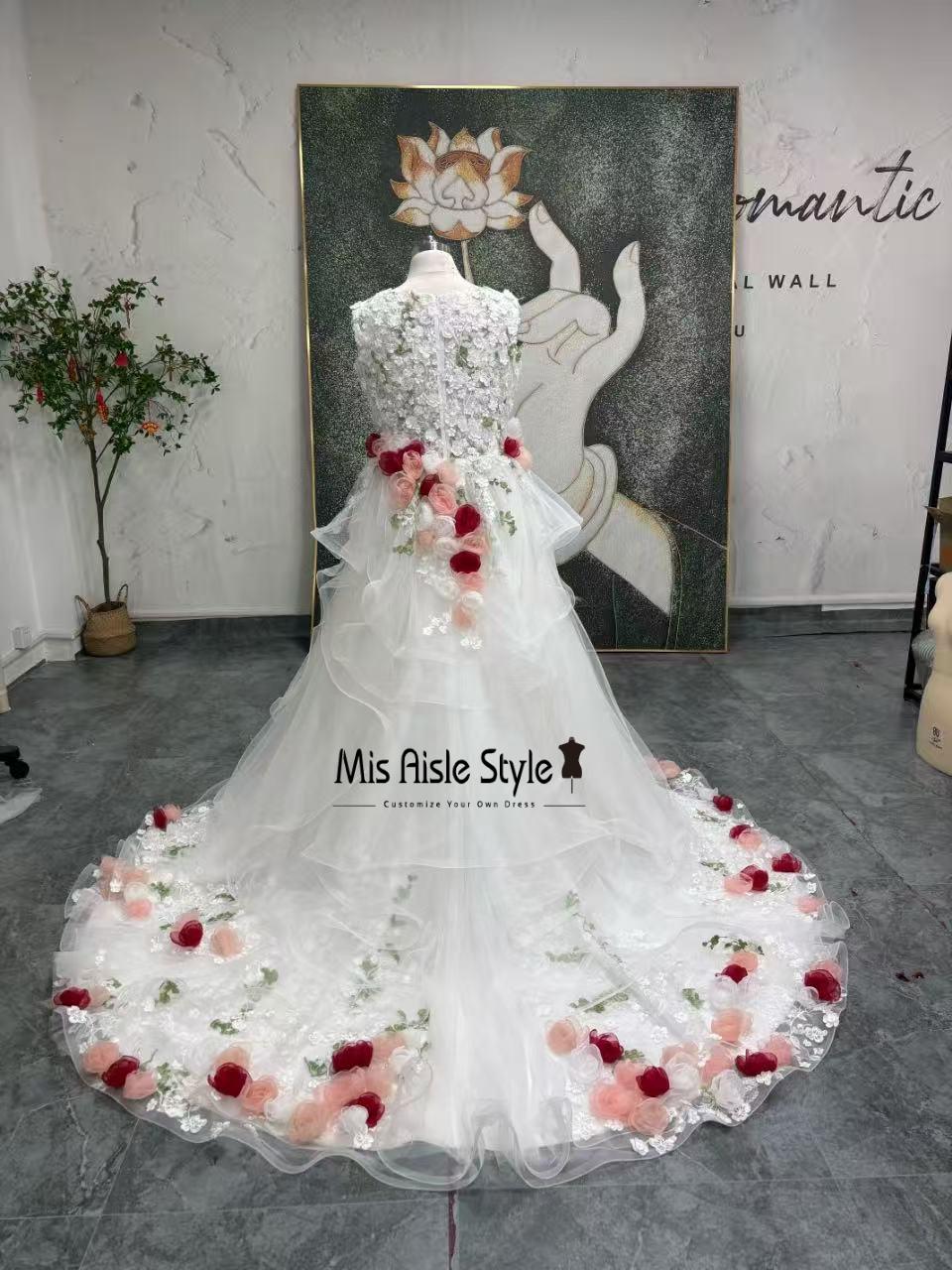 strapless open back dress Red Beaded Floral Lace Prom Dresses Plunging V-Neck Evening Gown 24329 Red / 18w main image 0
