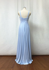 Long V-neck Blue Bridesmaid Dress