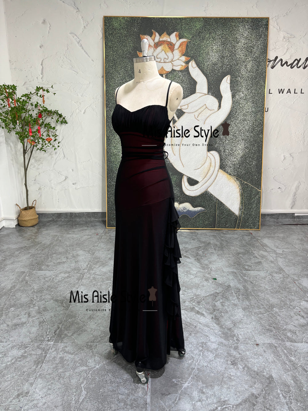 Vintage 90s Black And Red Prom Dress with Criss Cross Back