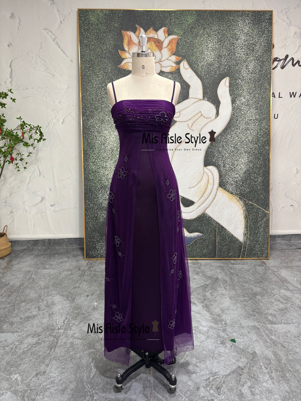 Vintage Beaded Purple Party Dress