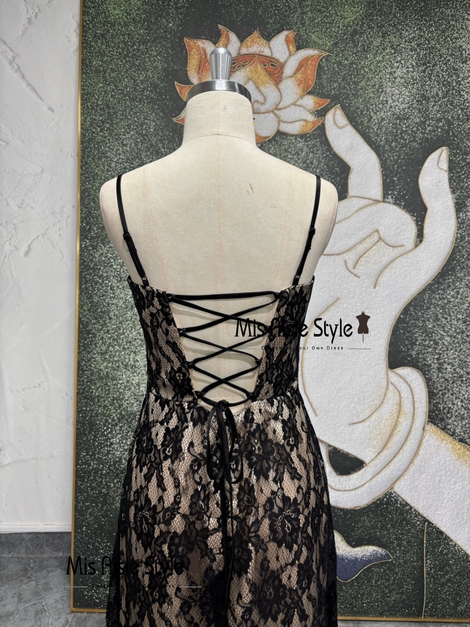 Vintage Black And Cream Prom Dress,90s Lace Party Dress – misaislestyle