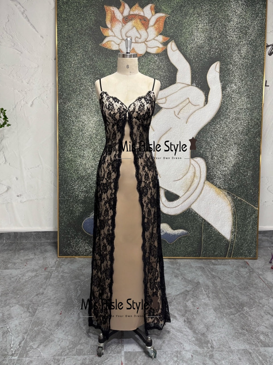 Vintage Black And Cream Prom Dress,90s Lace Party Dress – misaislestyle