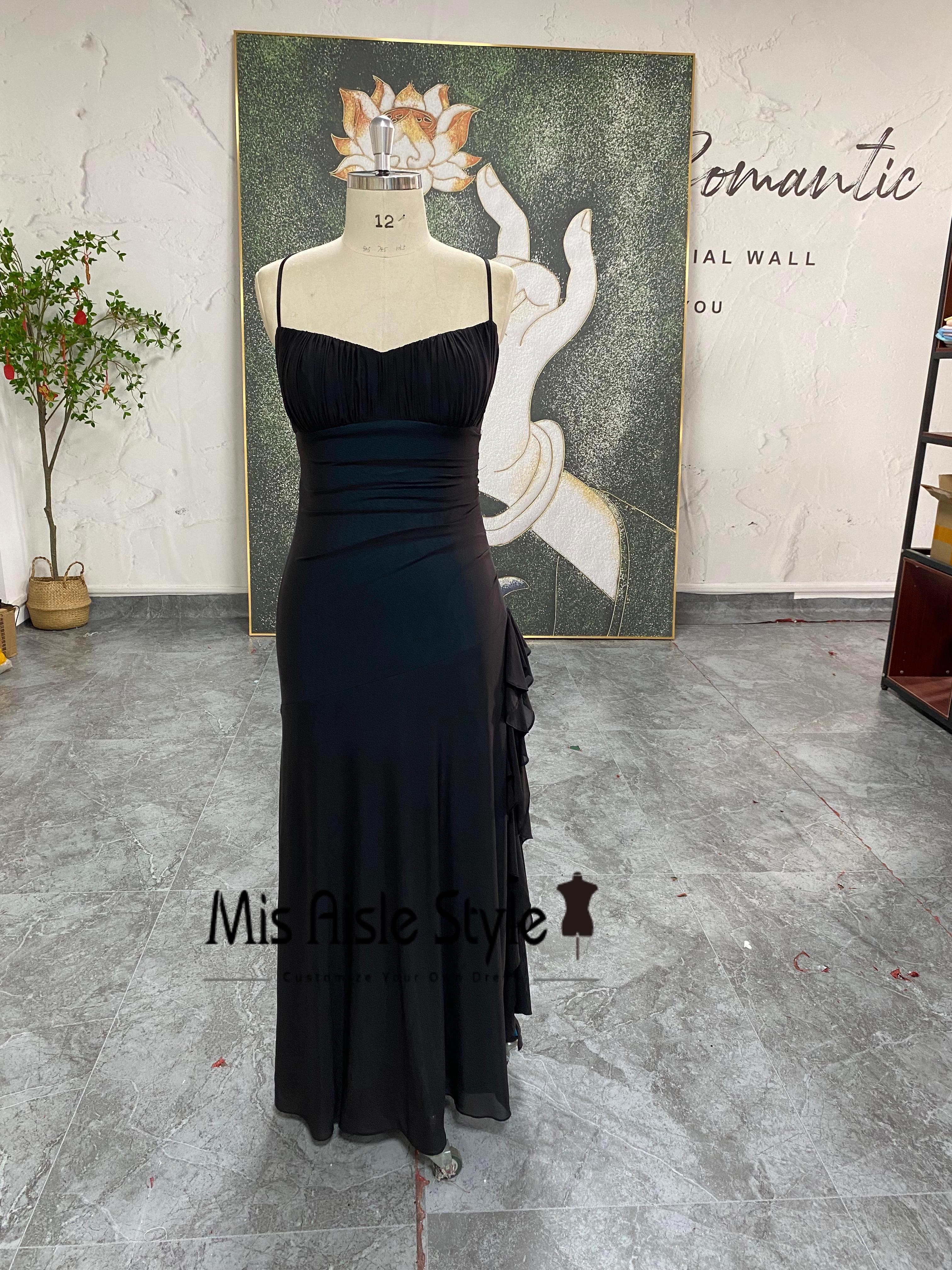 Vintage Black And Green Slit Prom Dress – misaislestyle