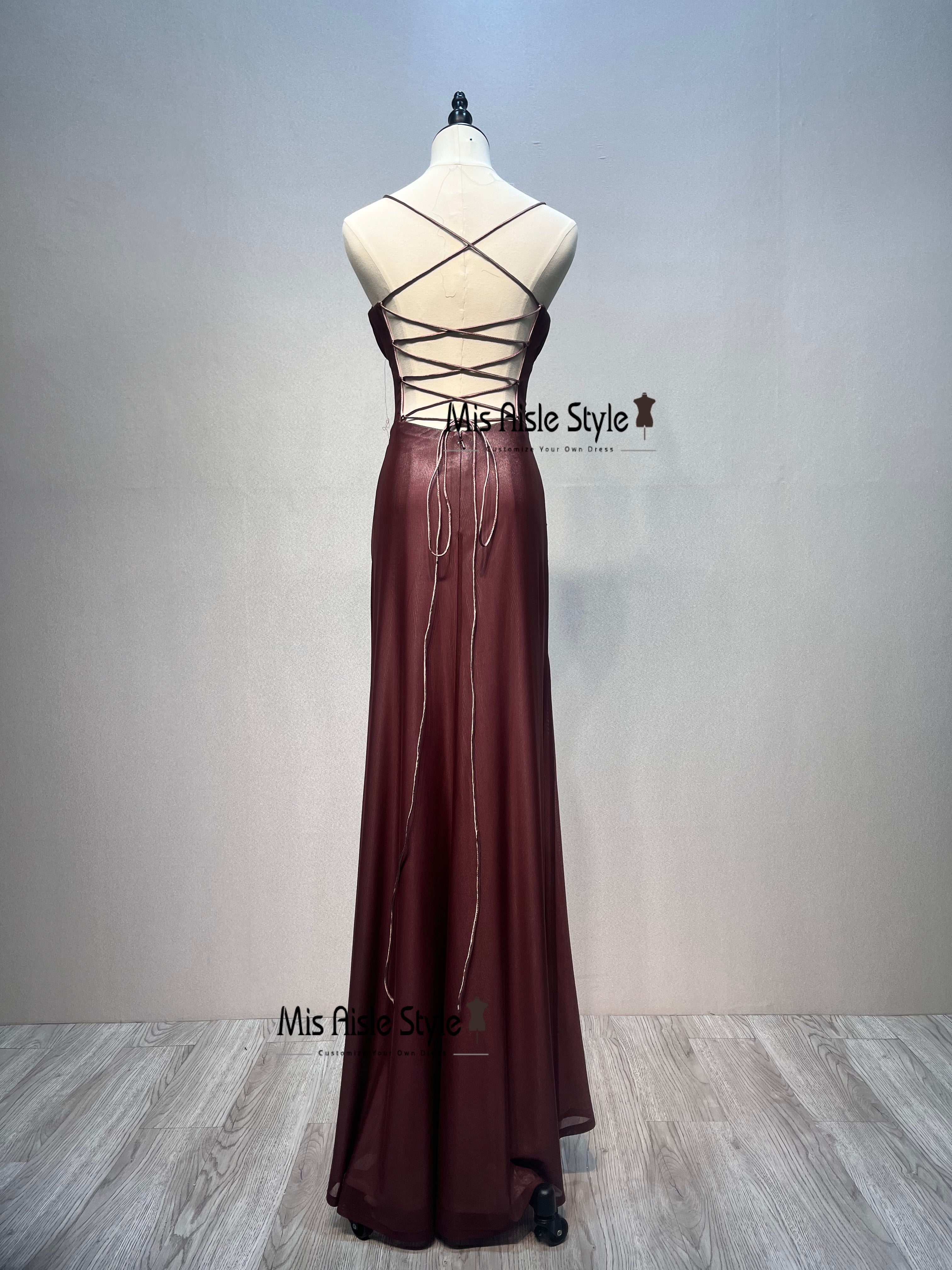Vintage Square Neckline Coffee Mesh Prom Dress – misaislestyle