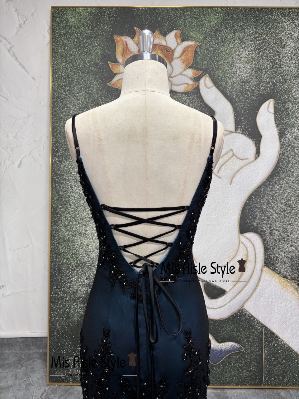 Vintage Sheath Black and Blue Beaded Party Dress – misaislestyle