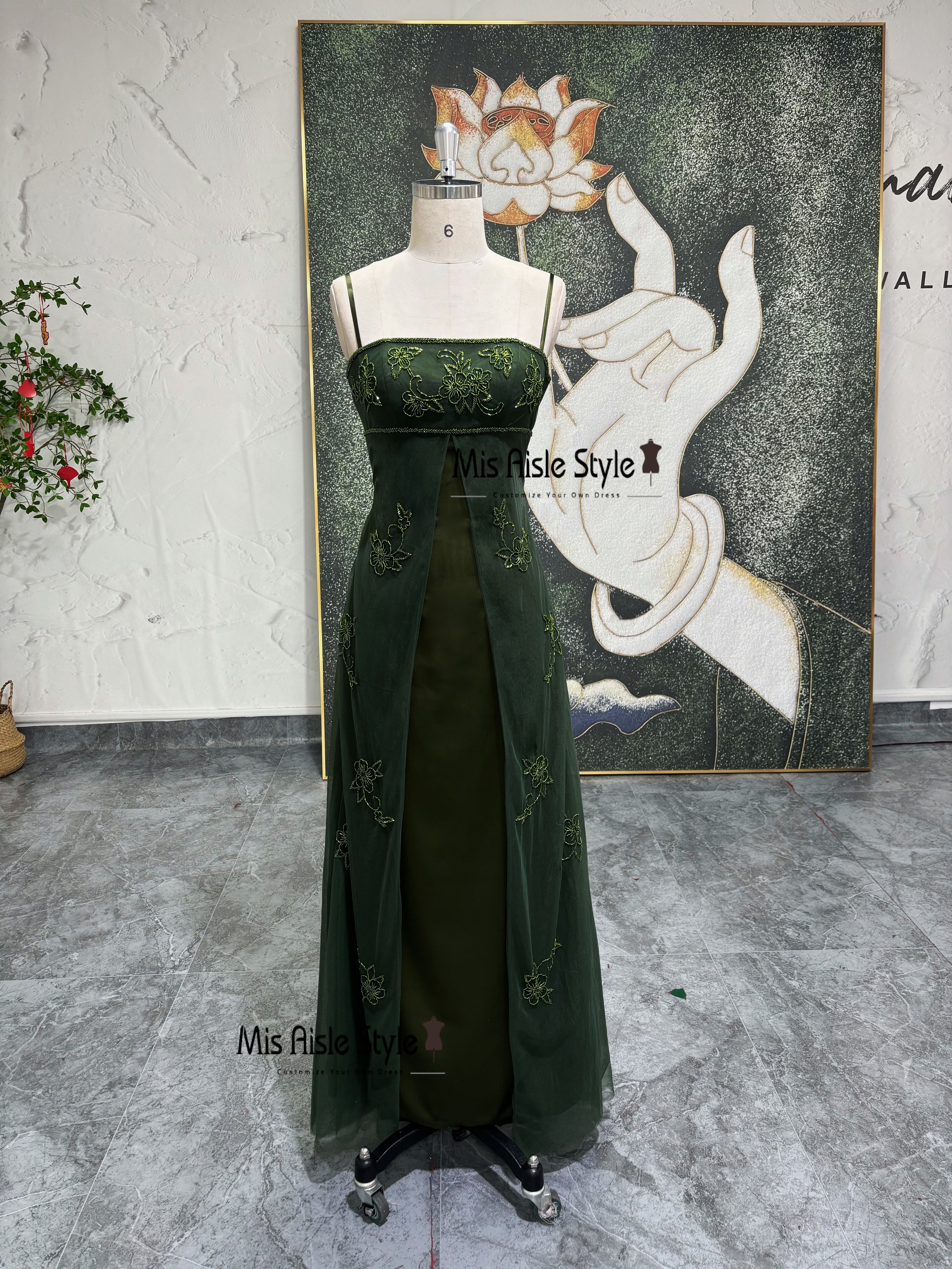 Vintage Green Prom Dress,90s Party Dress misaislestyle Vintage Green Prom Dress,90s Party Dress misaislestyle