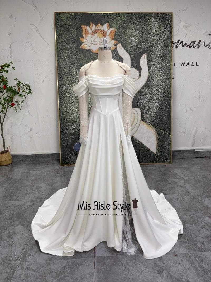 v-waistline Slit Wedding Dress