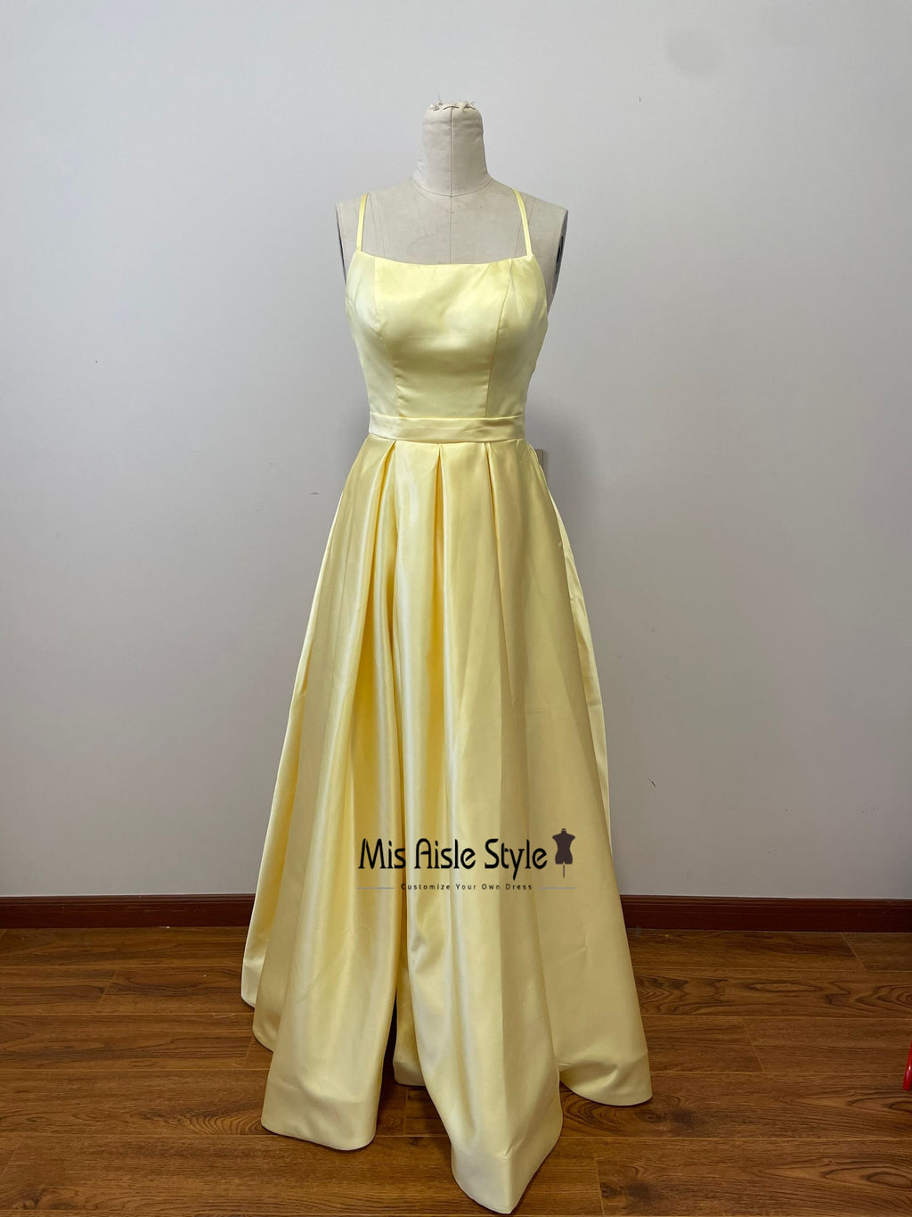 Vintage Square Neckline Yellow Prom Dress