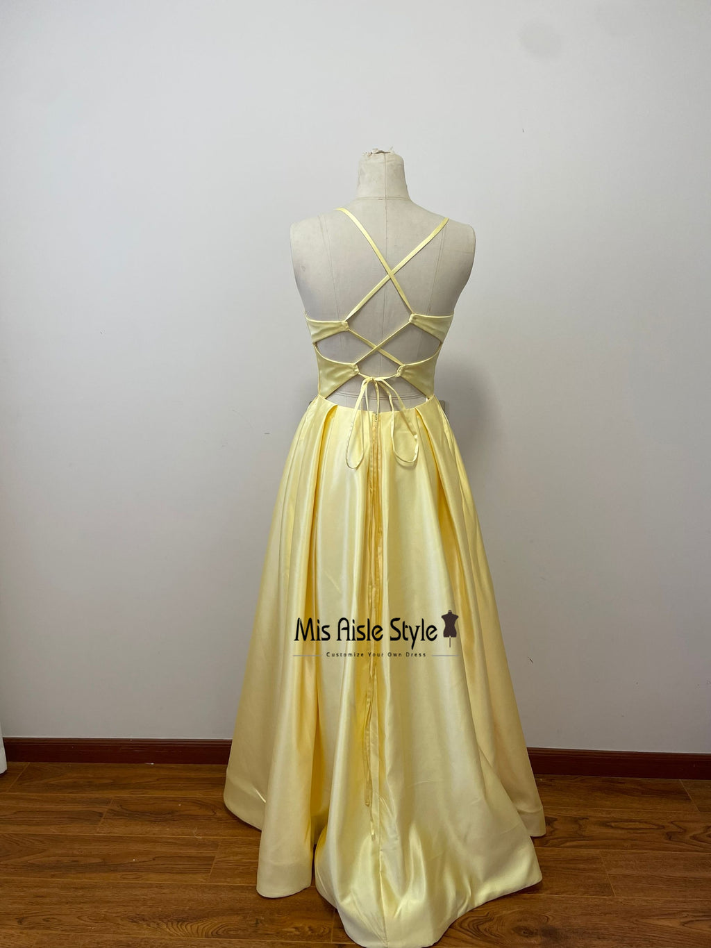 Vintage Square Neckline Yellow Prom Dress