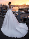 v-back long sleeve wedding dress