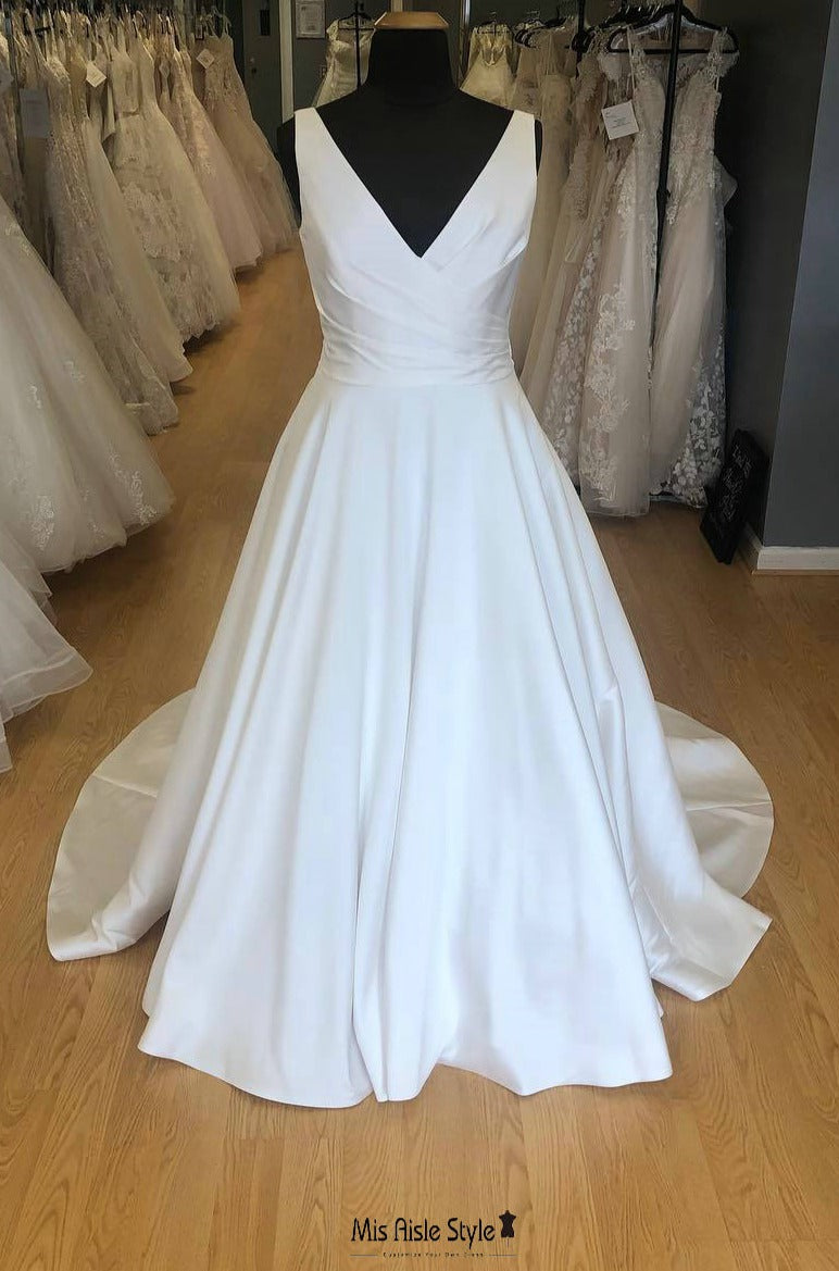 v-neck wedding dress