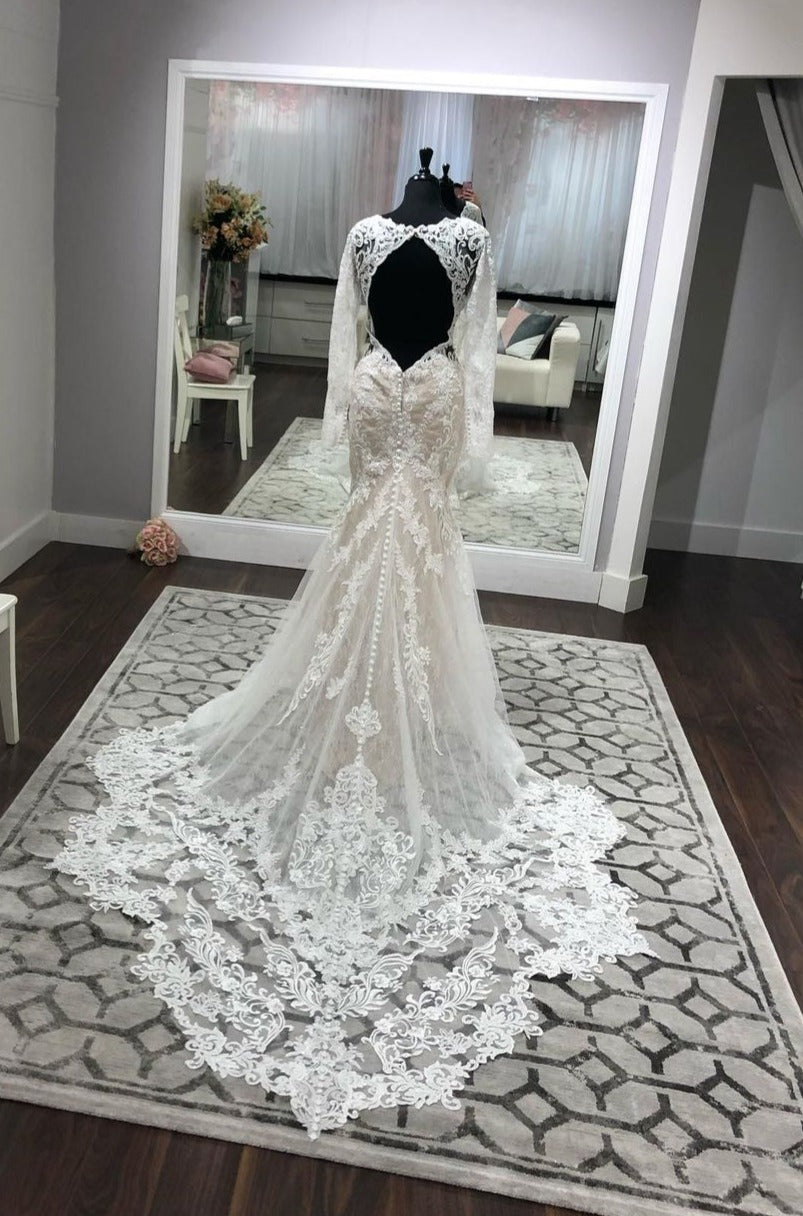 mermaid wedding dress with keyhole back Mermaid Wedding Dress with Modern Keyhole Back