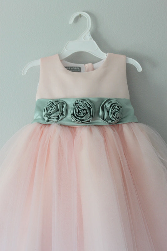 Blush Pink Tulle Flower Girls Dress
