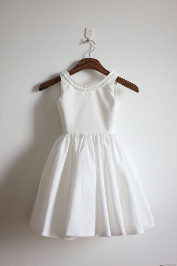 simple white dresses White Low Back Flower Girl Dress – misaislestyle