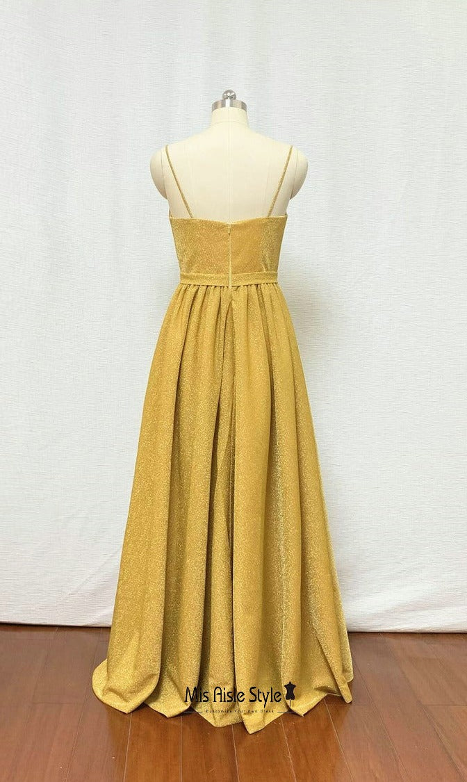 long yellow prom dress