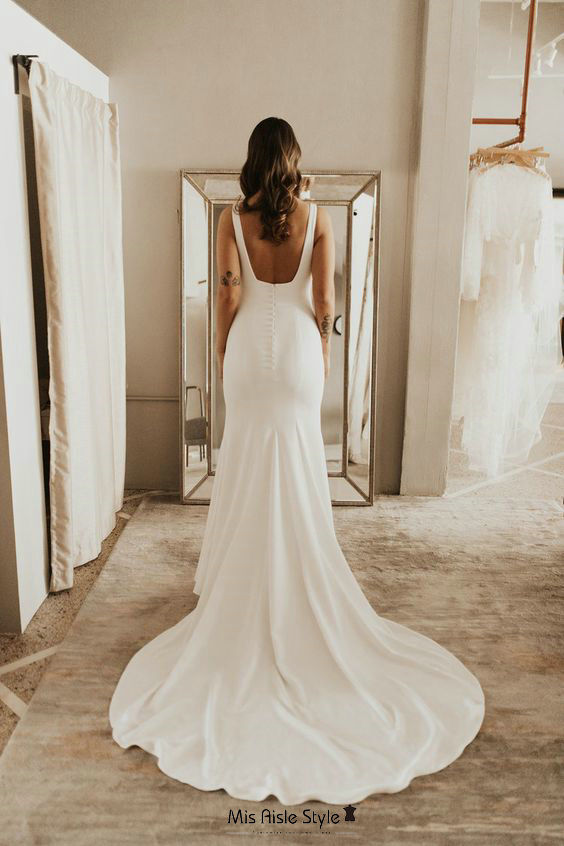 Fitted Square Neckline Wedding Dress