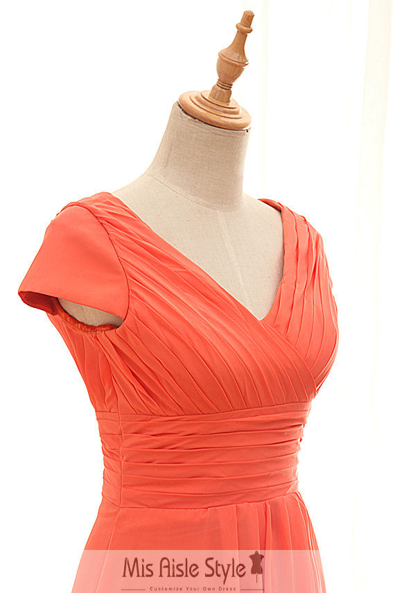 Short Sleeve Orange Formal Party Dress misaislestyle Short Sleeve Orange Formal Party Dress misaislestyle