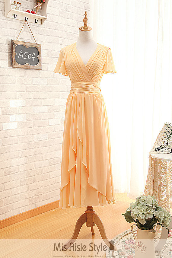Tea Length Yellow Wedding Guest Dress misaislestyle Tea Length Yellow Wedding Guest Dress misaislestyle