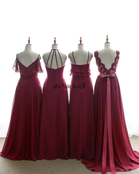 Full Length Burgundy Bridesmaid Dress – misaislestyle