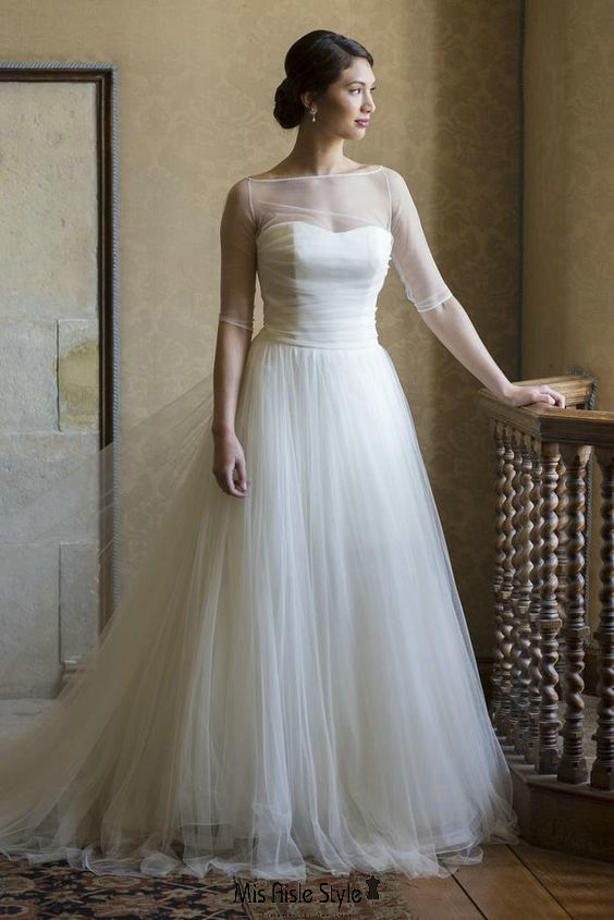 half sleeve wedding dress