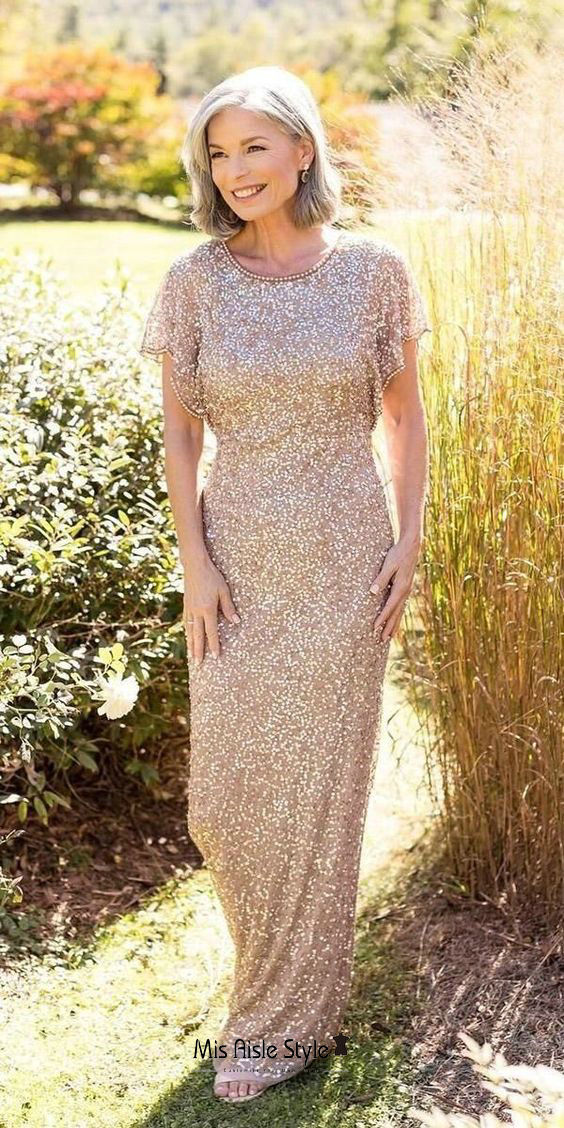 High Quality Gold Sequins Mother of The Groom Dress – misaislestyle