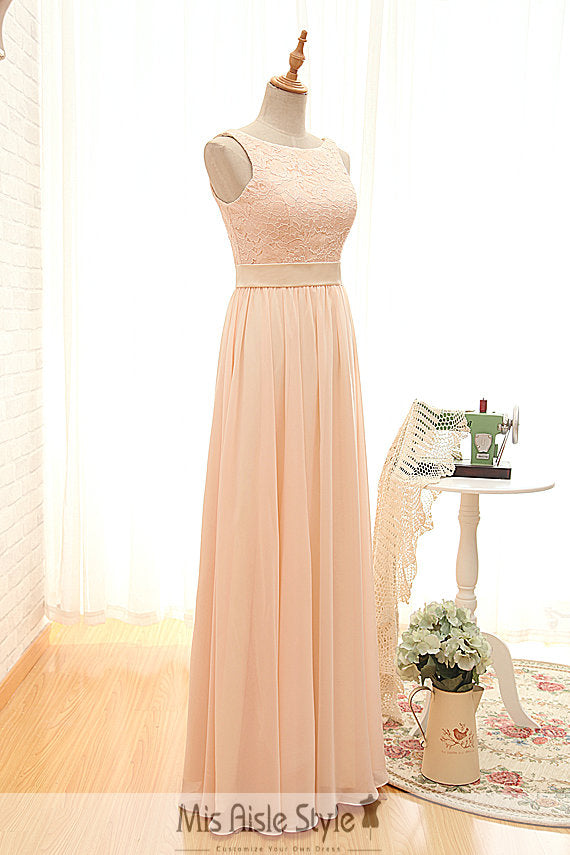 High Neck Blush Bridesmaid Dress