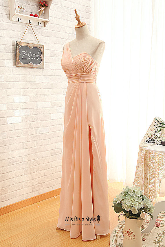 One Shoulder Slit Bridesmaid Dress misaislestyle One Shoulder Slit Bridesmaid Dress misaislestyle